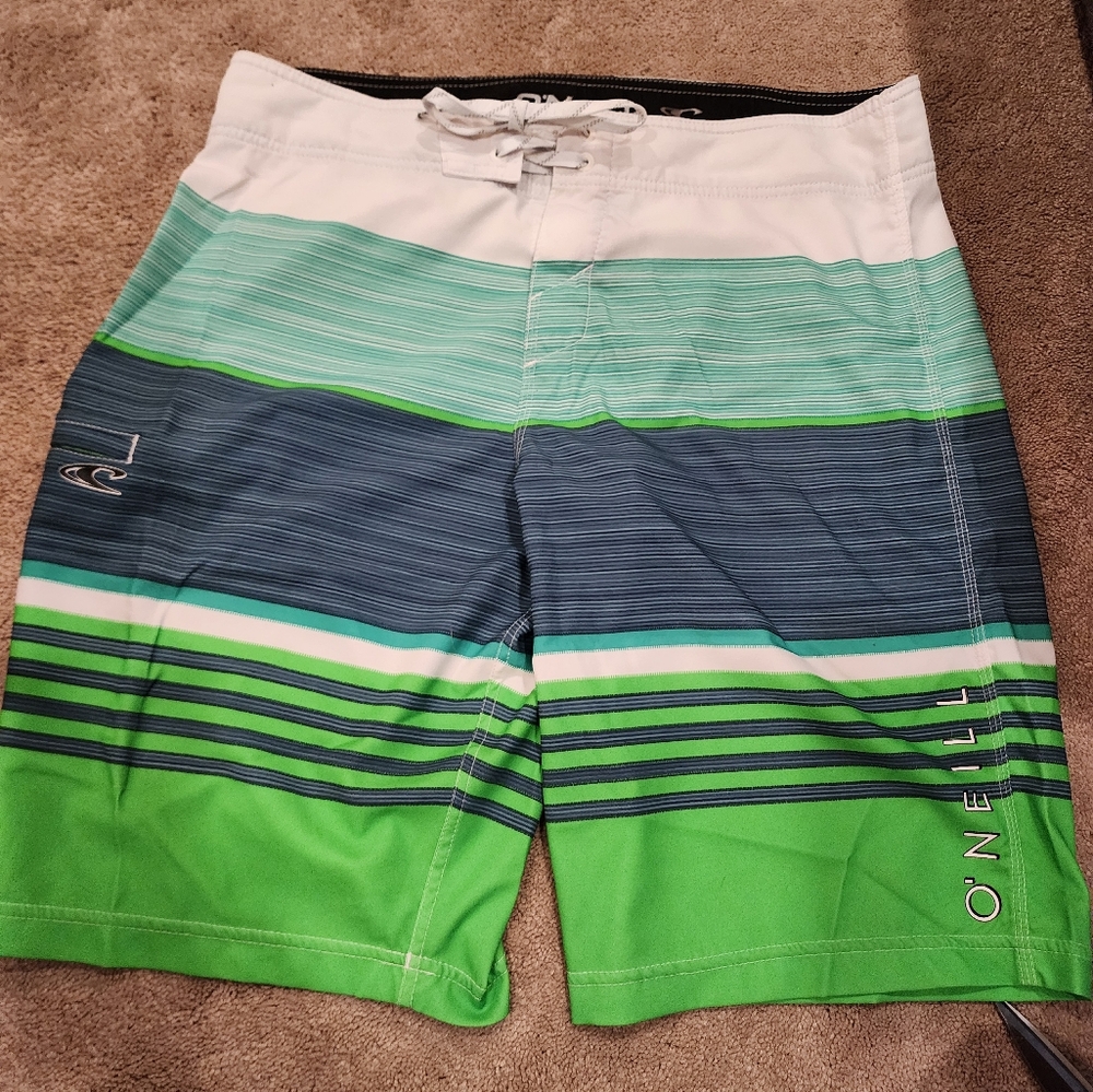 O'Neill Men's Green and Blue Swim Shorts